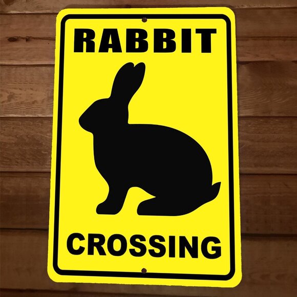 Rabbit Crossing 8x12 Metal Wall Sign Animal Poster - Picture 1 of 1